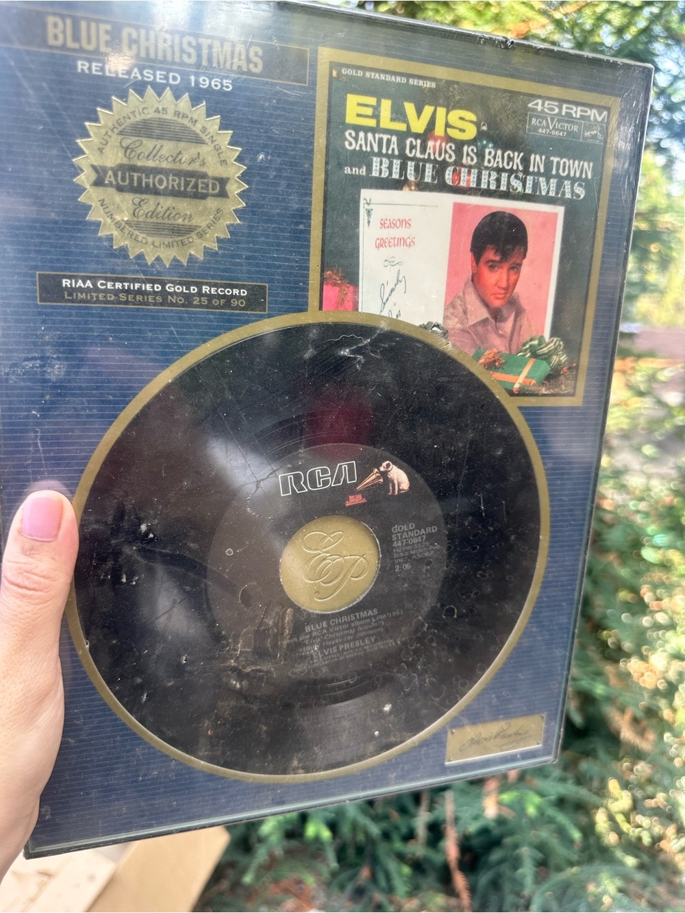 Vintage ELVIS Christmas Record Display Decor Collectible Art Gift